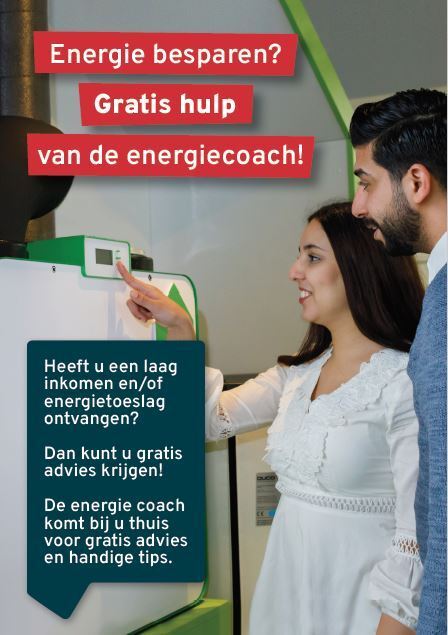 Poster energie besparen, gratis hulp van de energiecoach